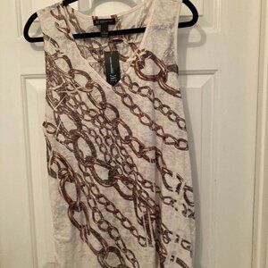 NWT International Concepts Woman Sleeveless Sheer Top - Tan/Brown/Gold Size 3X